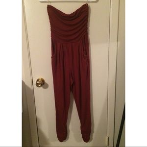 🍂🍁 Fall Maroon Jumpsuit NWOT