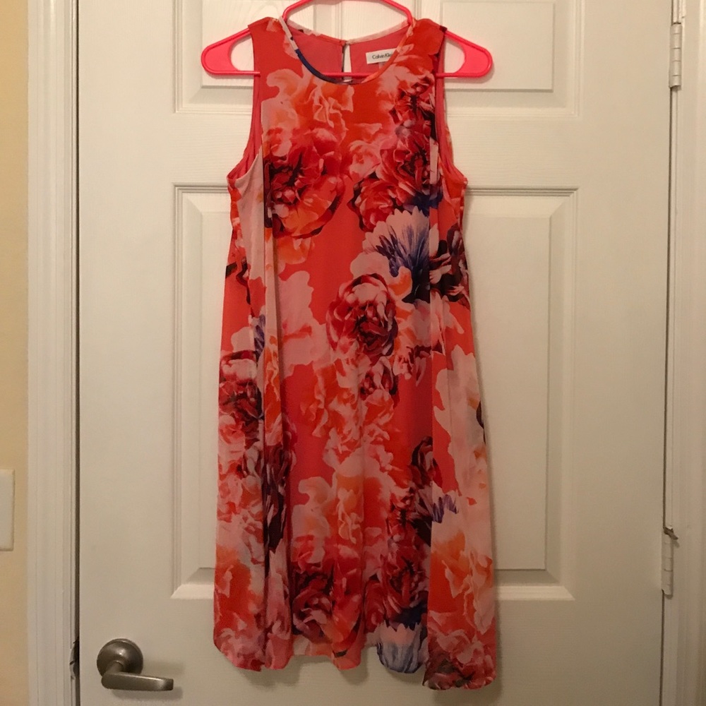 Calvin Klein floral print pink dress!