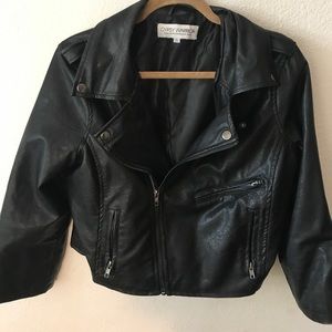 Cropped faux leather Moto jacket