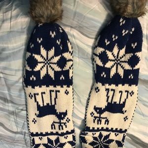 Sweater like winter scarf with pom-poms!