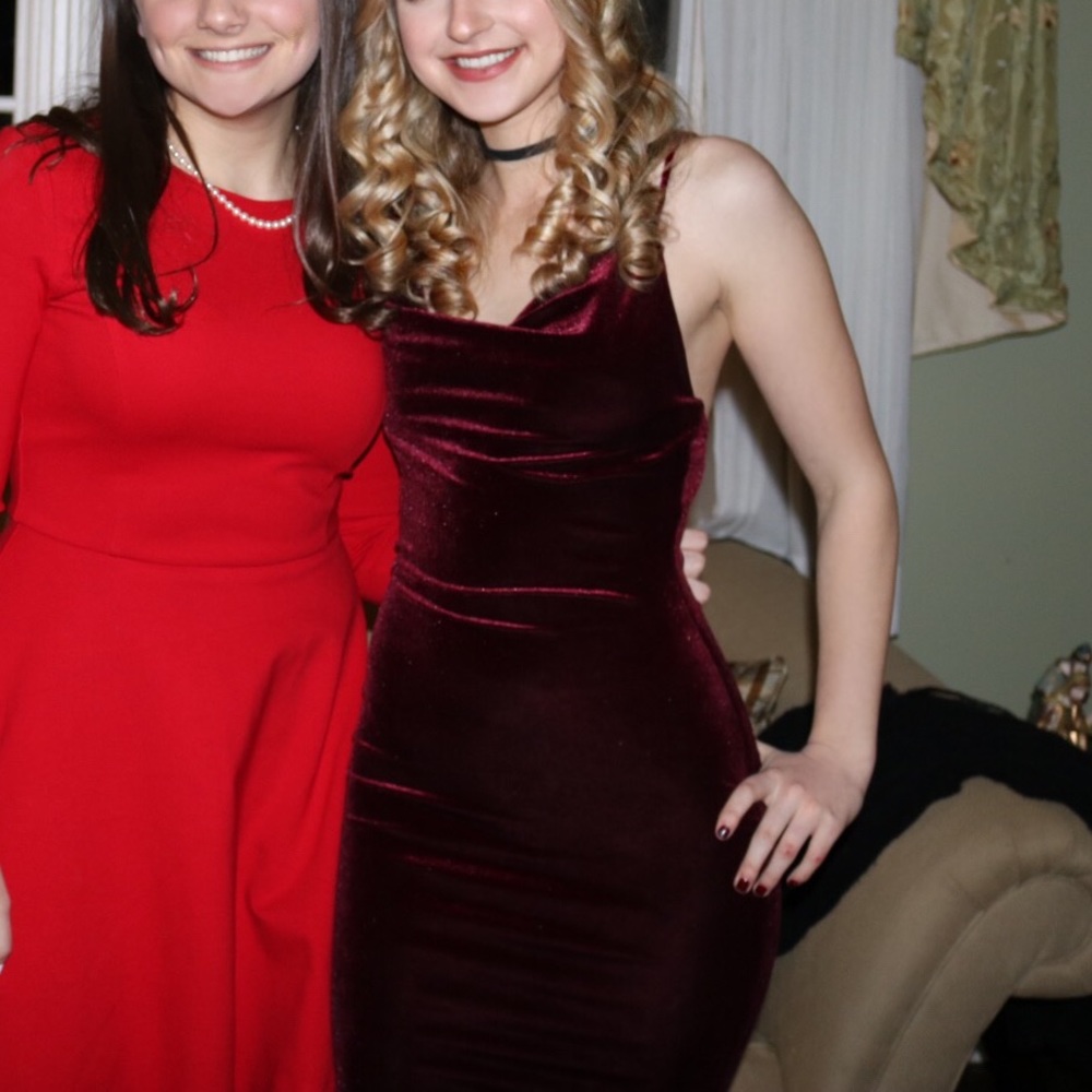 Lulu's Dark Plum Red Velvet Dress