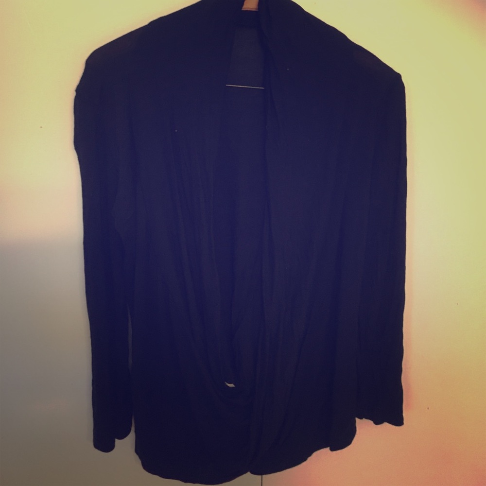 Black wrap front layering tee