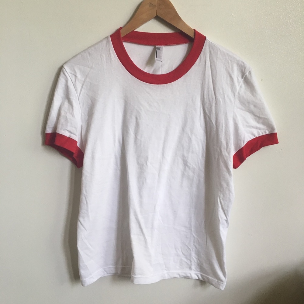 American Apparel red and white ringer tee