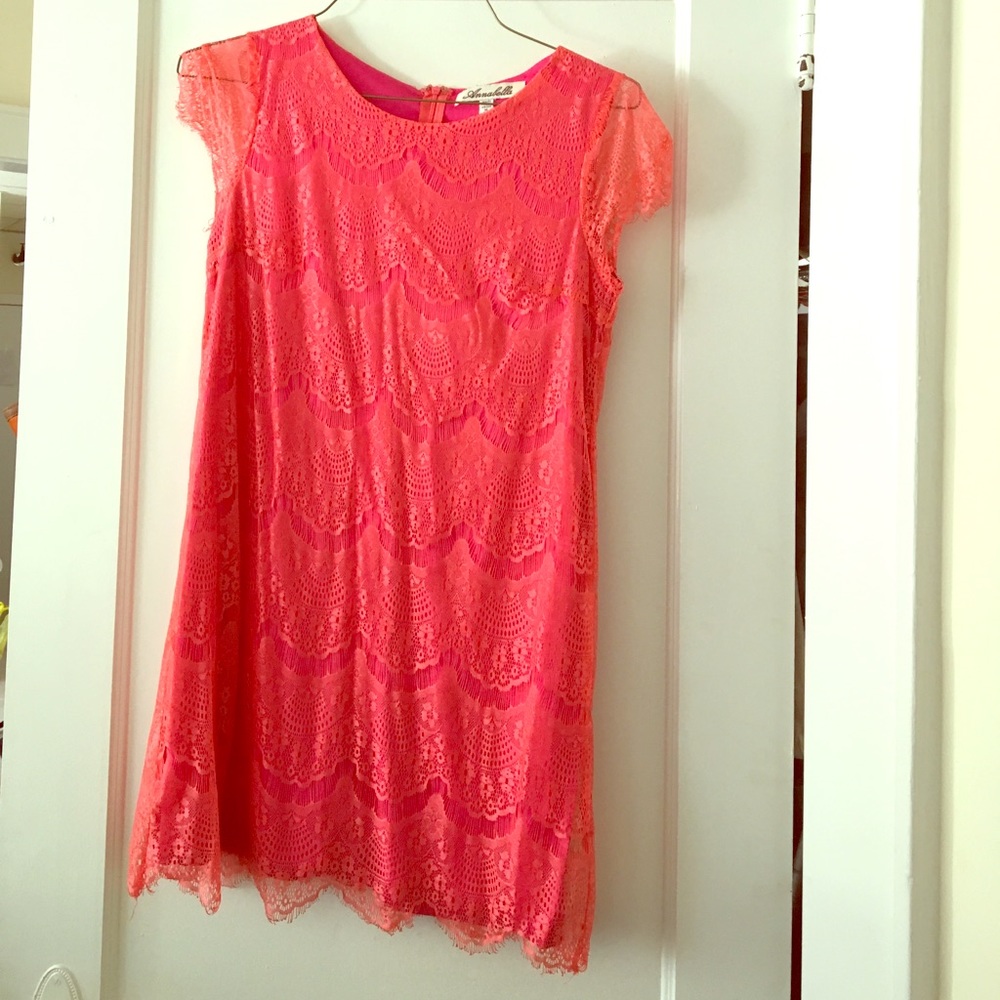 Francesca's pink lace shift dress size M