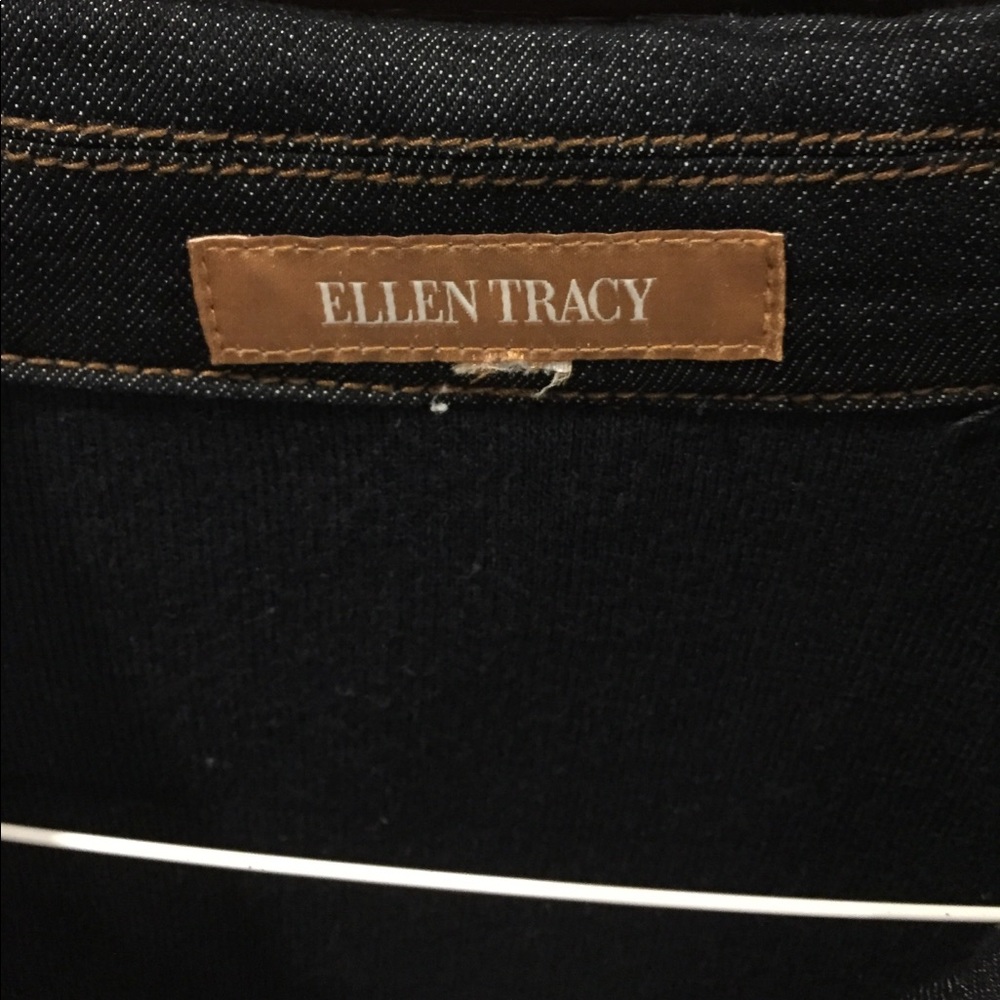 Ellen Tracy Dark Denim mixed media blazer. Sz 14. - Picture 3 of 5