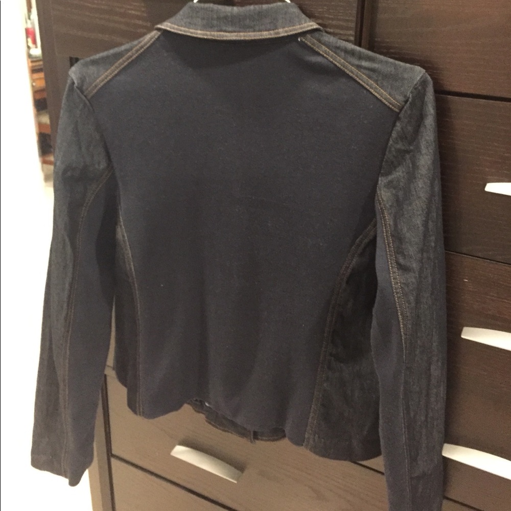 Ellen Tracy Dark Denim mixed media blazer. Sz 14. - Picture 4 of 5