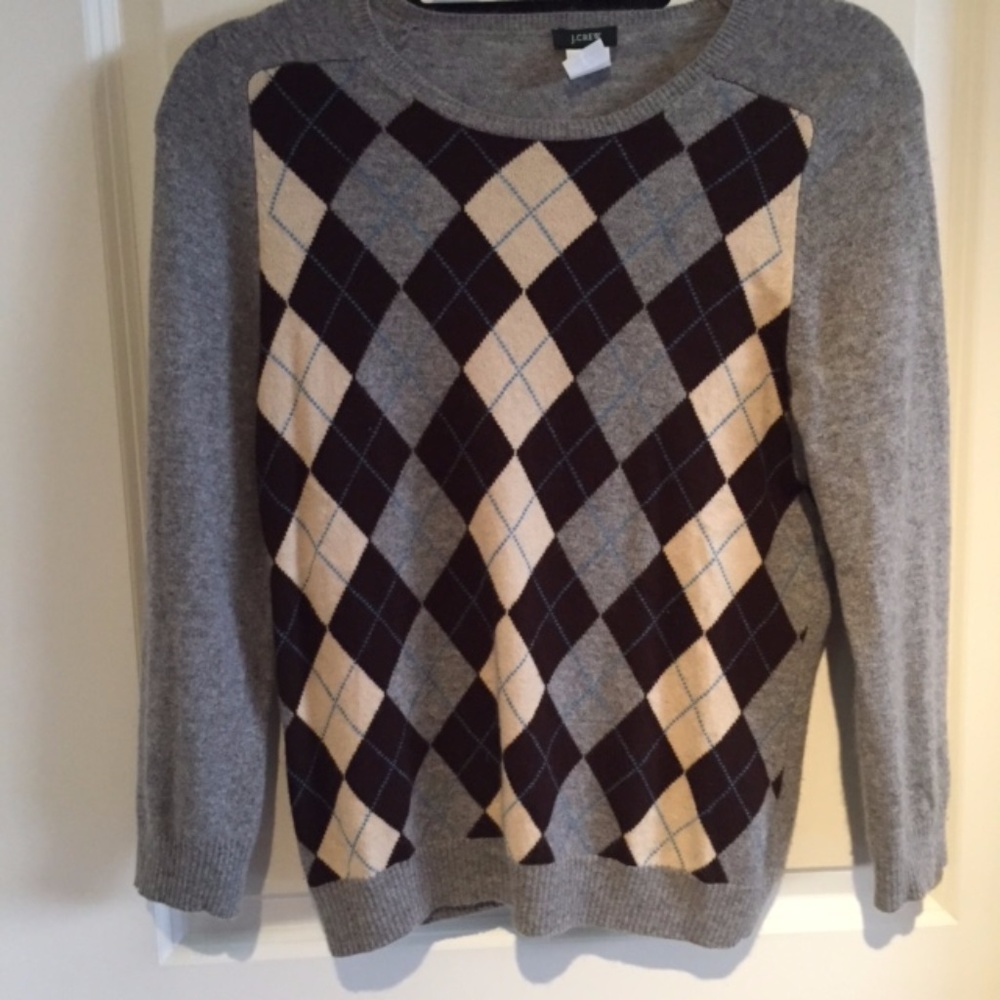 J. Crew size med brown and grey argyle sweater