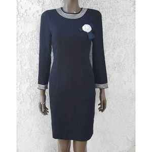 Vintage Black and White Dress with Brooch