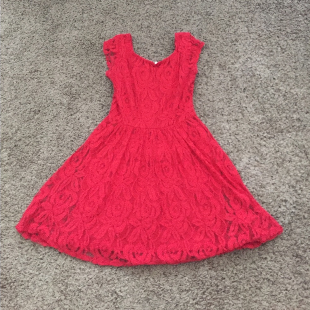 Red lace dress