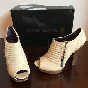 Miss Sixty winter white edgy heels