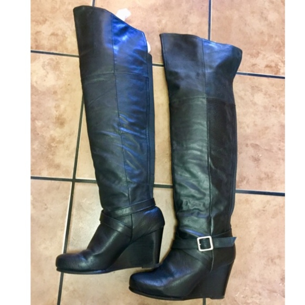 Bakers over the knee wedge boot