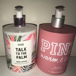 Pink body lotion.