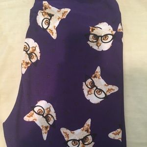 Lularoe TC leggings. Purple hipster cats.