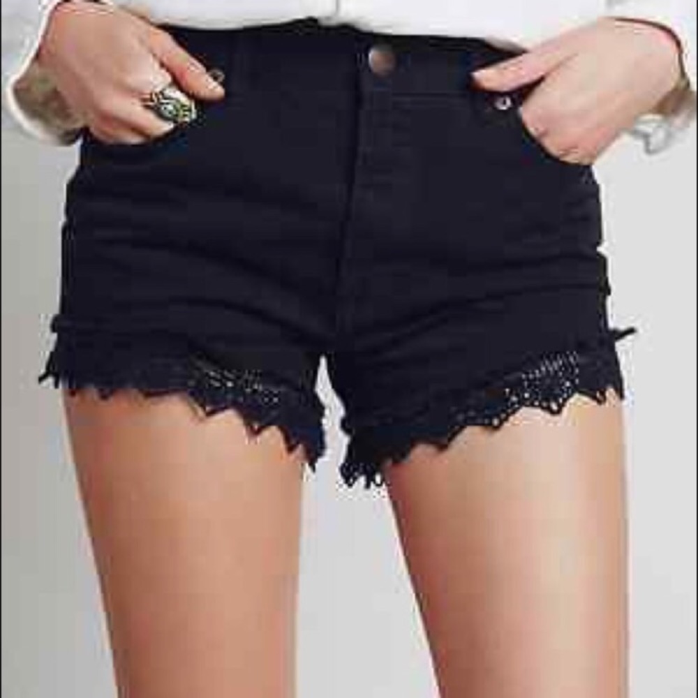 Free People black crochet trim shorts