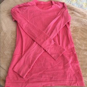 Long sleeve pink lululemon tech shirt