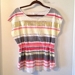 DKNY Distressed Striped Top