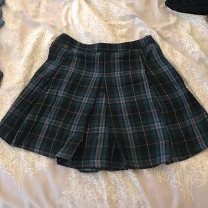 Black and forest green tartan skirt