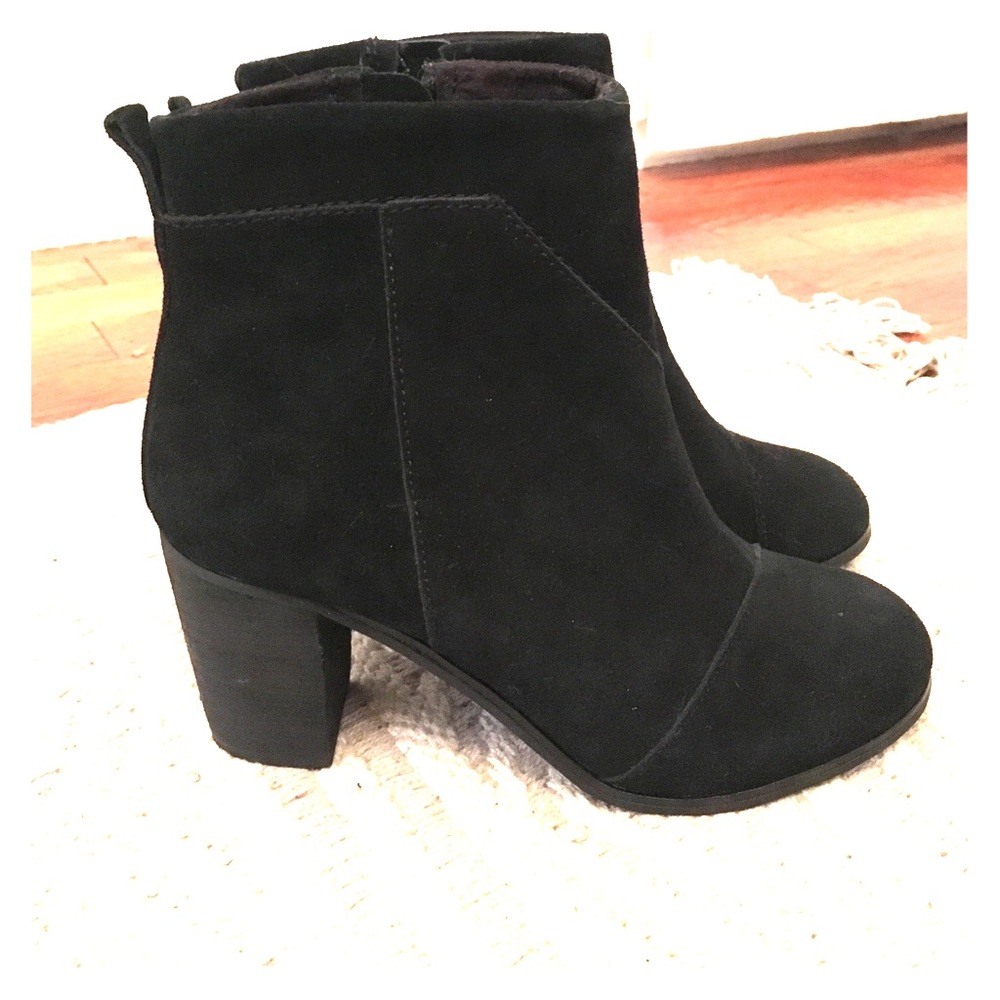 Toms black heeled booties
