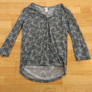 📦 H&M 3/4 Sleeve Bird Print Top