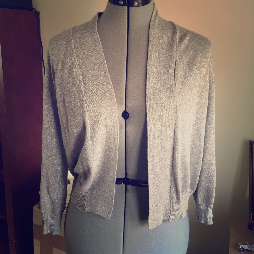 *Lowest Price* Silver Sparkle 3/4 Sleeve Cardigan