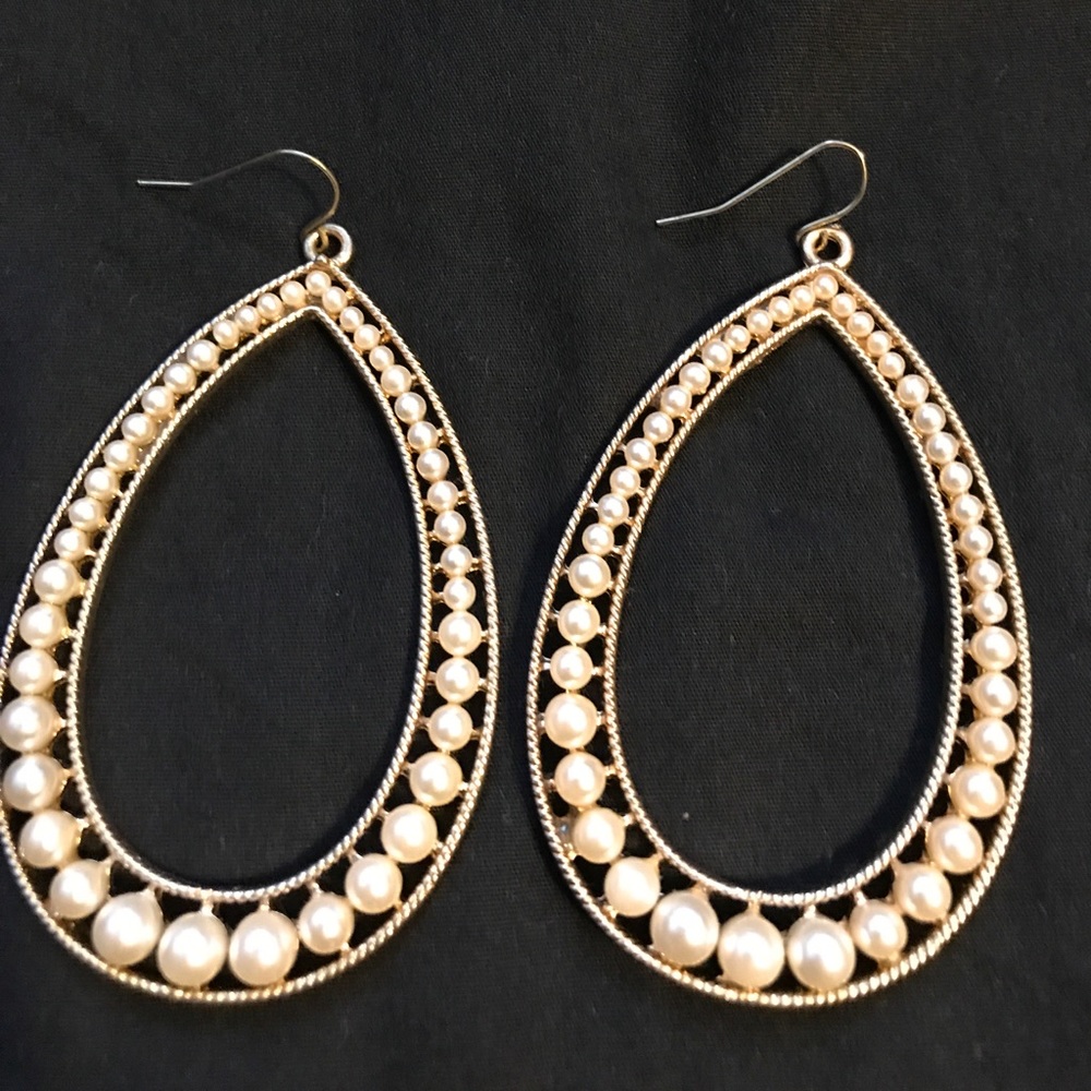 Faux Pearl Teardrop Earrings