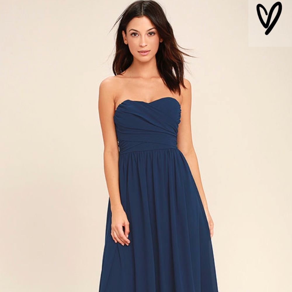 Lulus All Afloat Maxi Dress Navy NWT