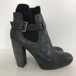 Black knit sock platform booties