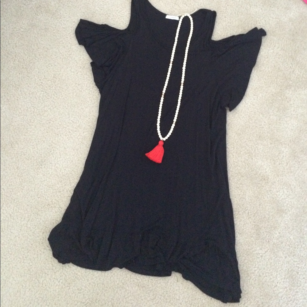 Black Butterfly Sleeve Black dress