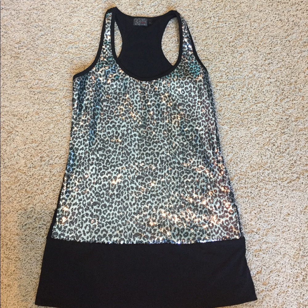Leopard sequin tank