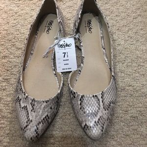 Snakeskin patterned flats