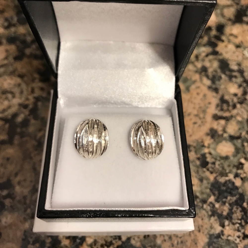 STERLING SILVER BRIGHT/BRUSHED EARRINGS NIB - Picture 5 of 6