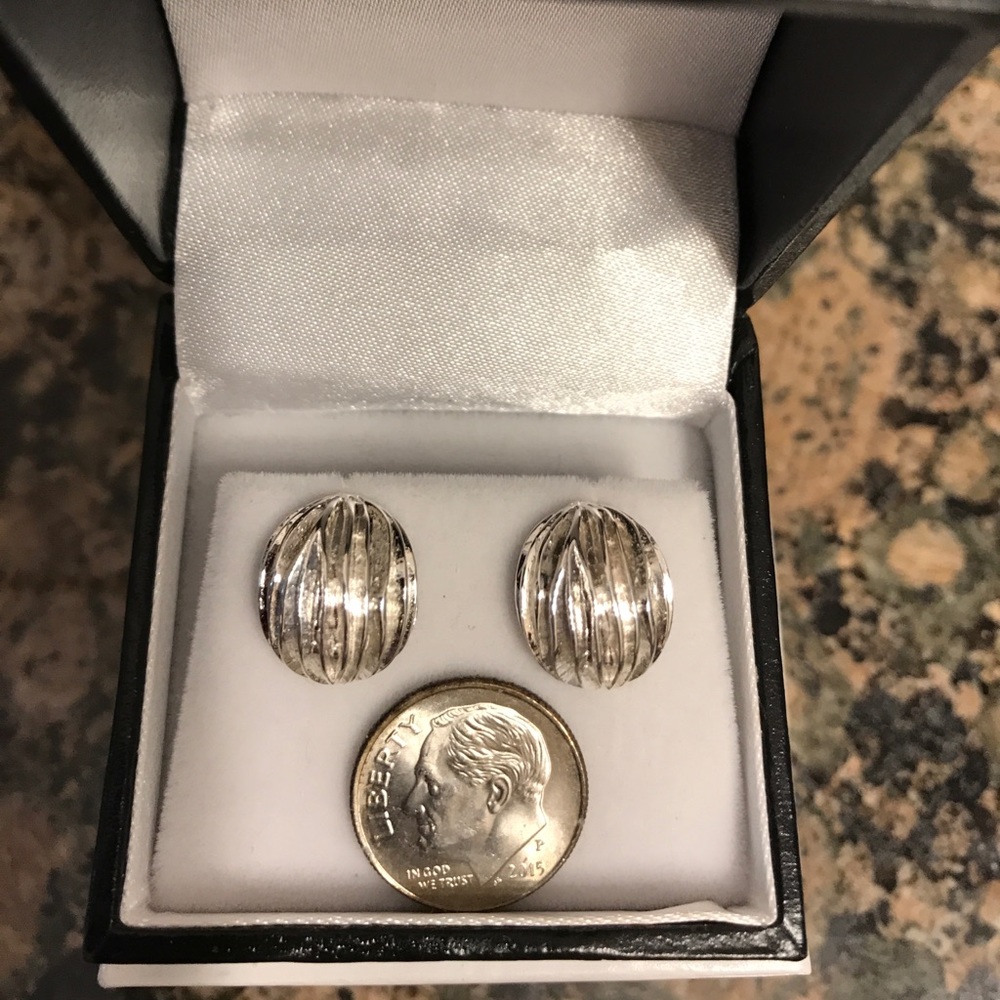 STERLING SILVER BRIGHT/BRUSHED EARRINGS NIB - Picture 6 of 6