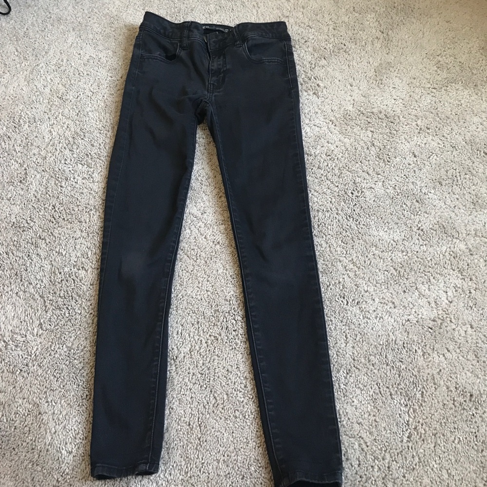 American eagle distressed black legging jean