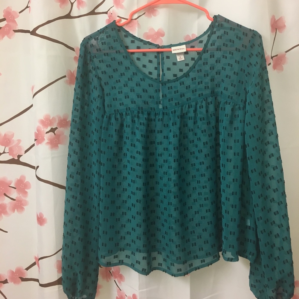 Green Patterned Sheer Top - image 1