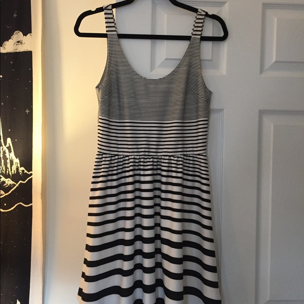 Black and white striped dress
