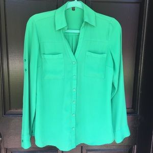 Green long sleeve button down
