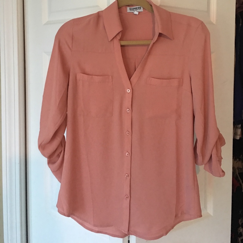 Express The portofino shirt slim fit peach color