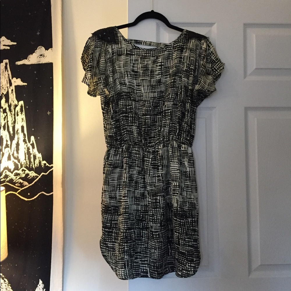 Black and off white abstract dress