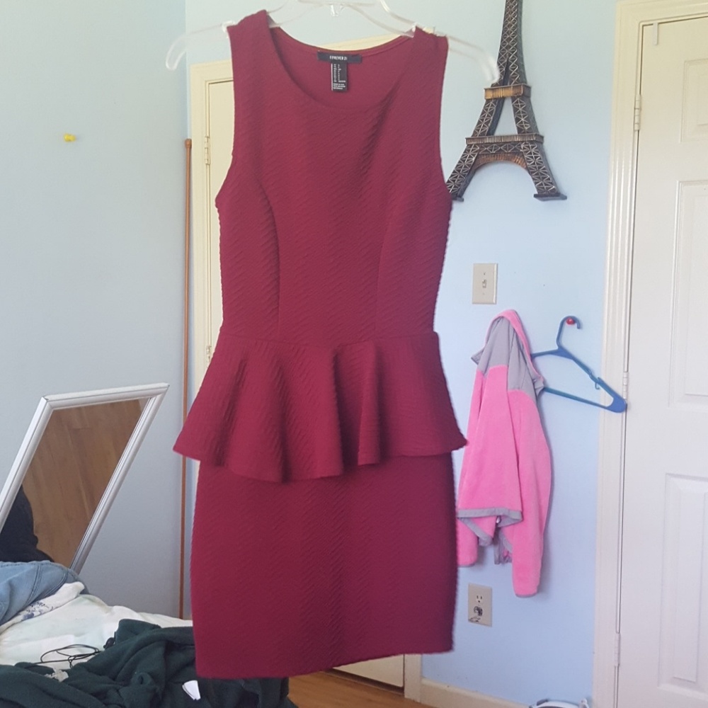 Burgandy Pelpum Dress