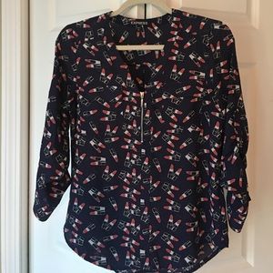 Express navy blue with lipstick stamp