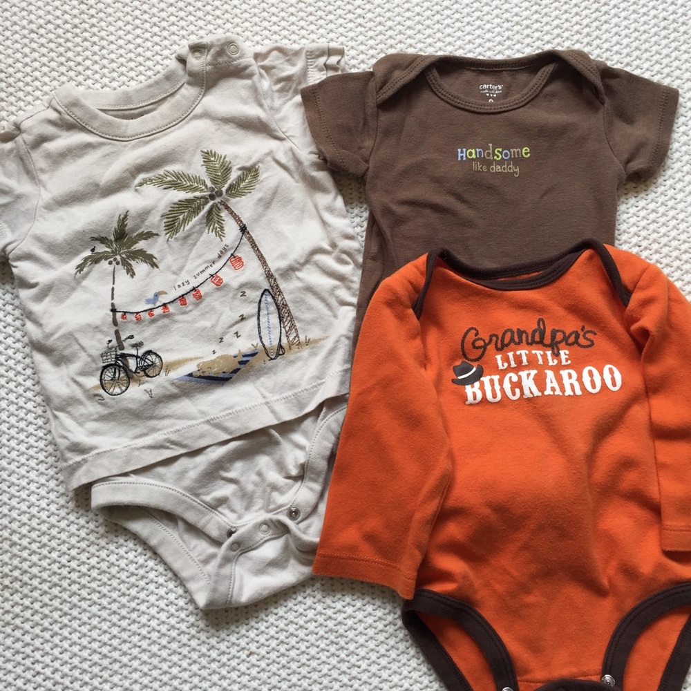 3 cute onesies size 9 months and 6-12 months