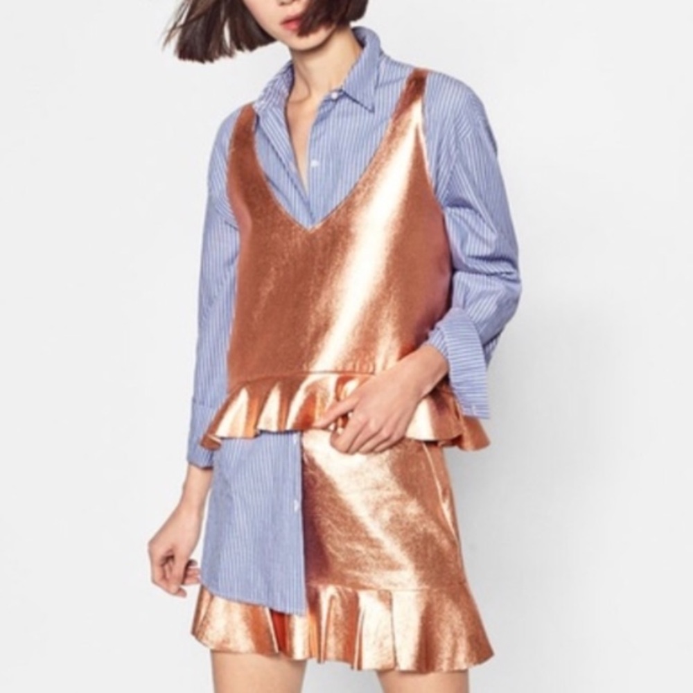 Zara Trafaluc Collection beautiful Rose Gold Top