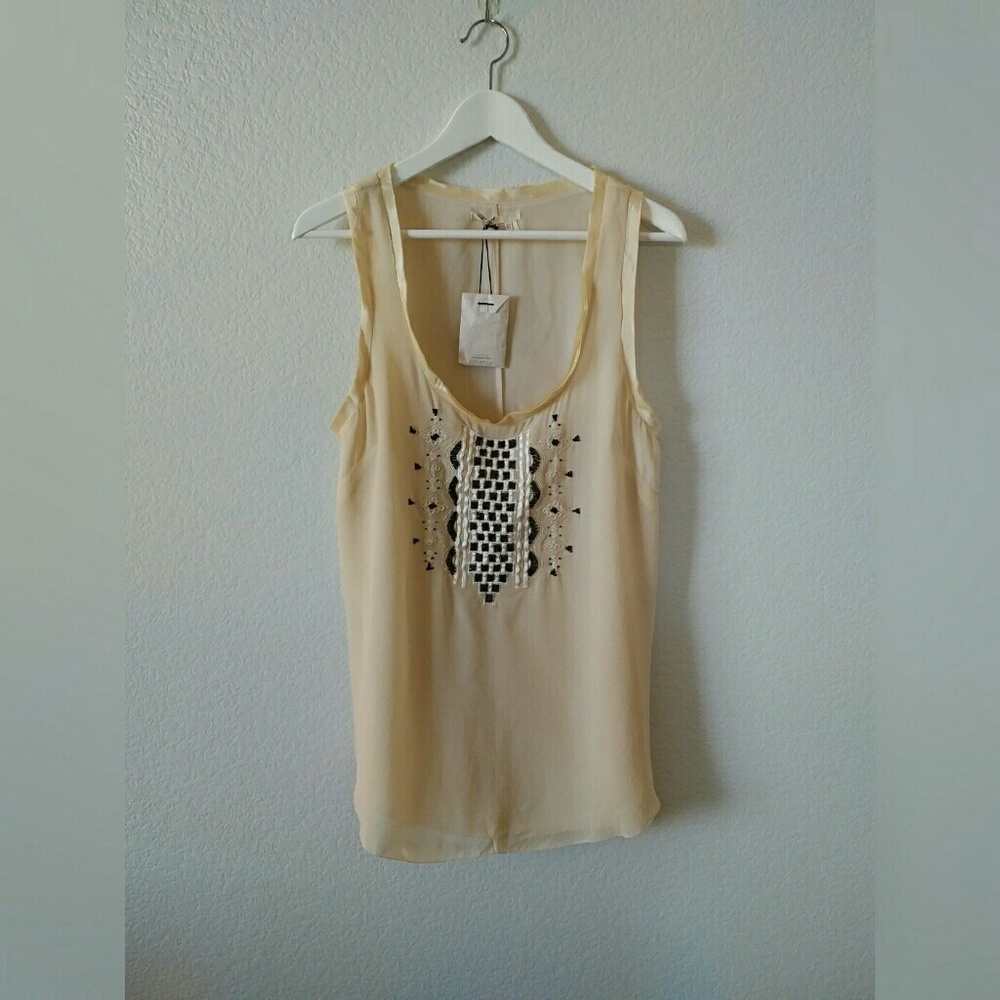 NWT - Anthro Floreat beaded silk tank top
