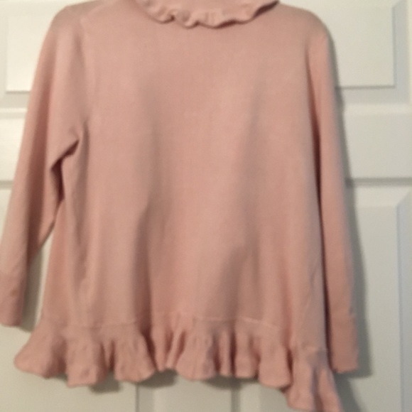 Blush pink 3/4 sleeve ruffle front cardigan. - Picture 3 of 3