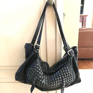 Black studded handbag