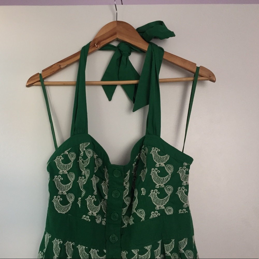 Bird Print Halter Dress