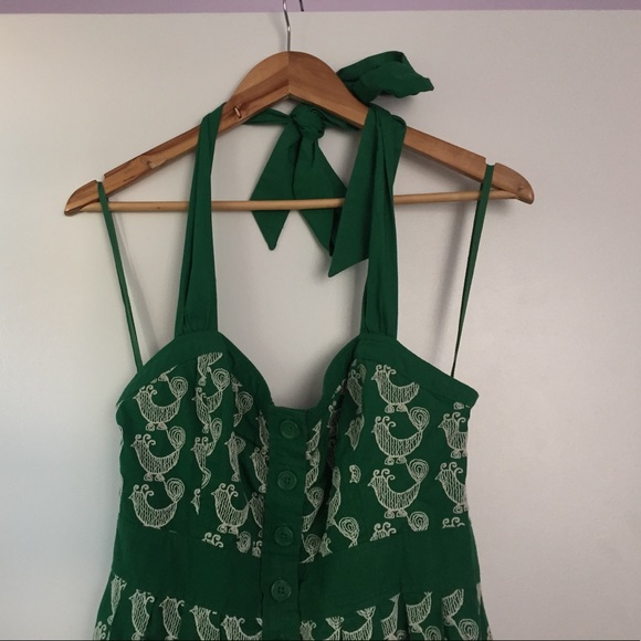 Bird Print Halter Dress - Picture 1 of 6