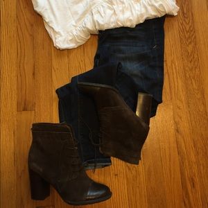 Franco Sarto Ozzie chocolate brown lace up booties