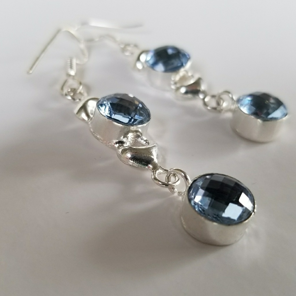 Tanzanite Quartz & Silver Earrings