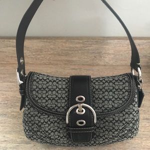Black and grey coach purse